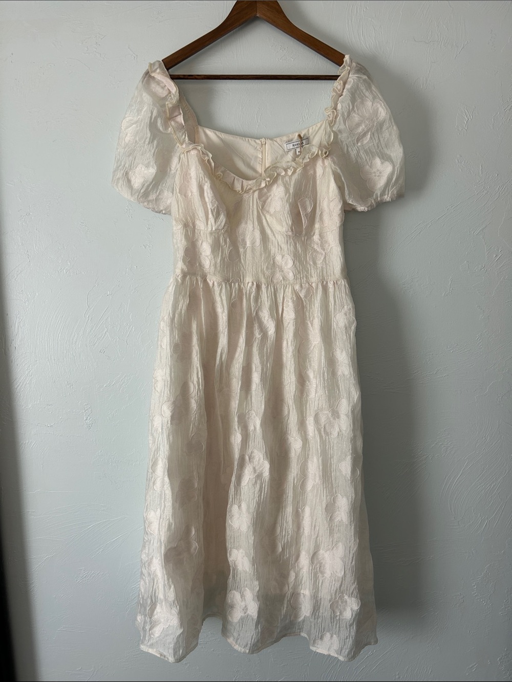 RIHOAS Cream Puff-Sleeve Floral Midi Dress